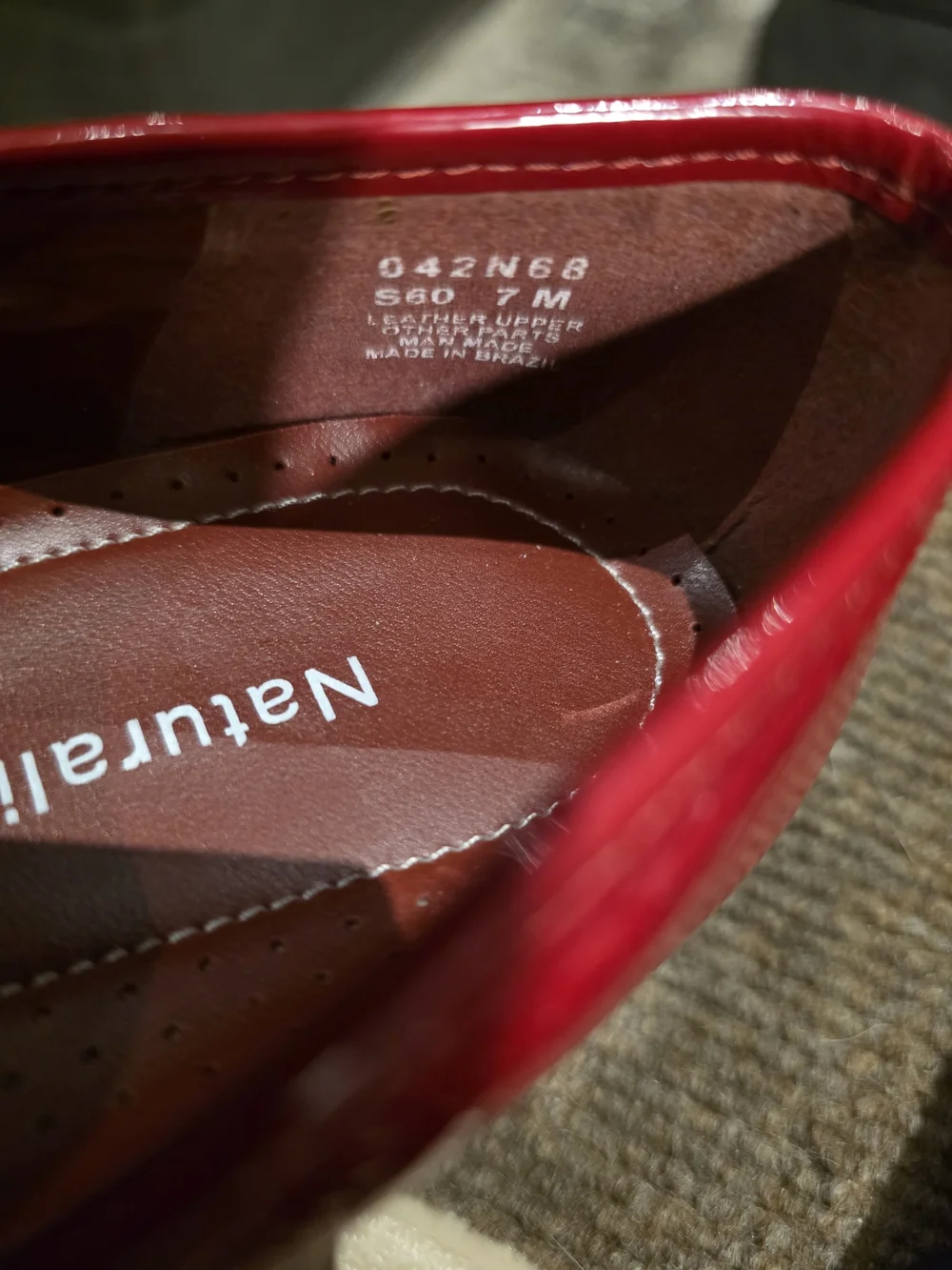 Naturalizer Red Patent Loafers with Buckle Accent
